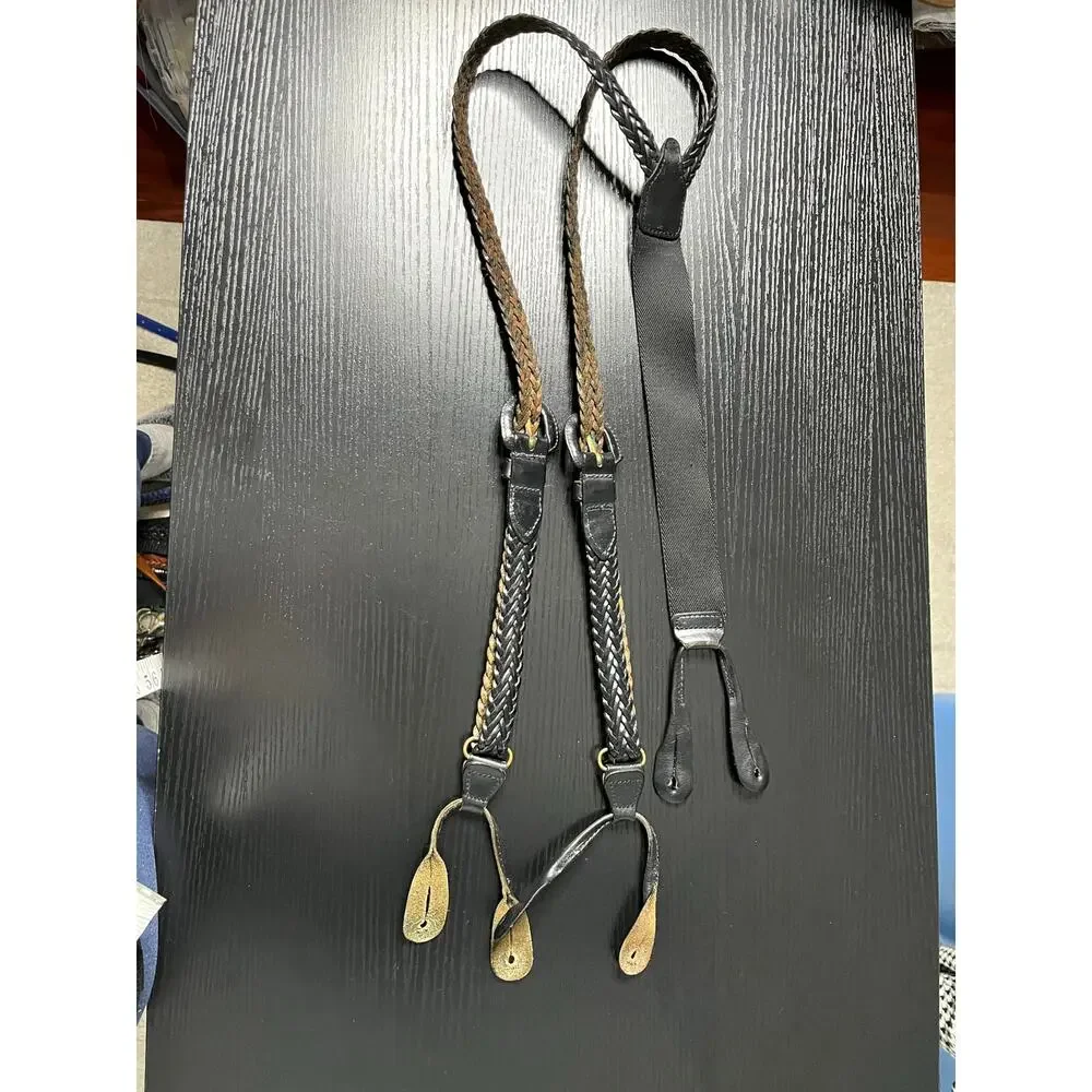 Vintage 90's Unique Braided Leather Suspenders